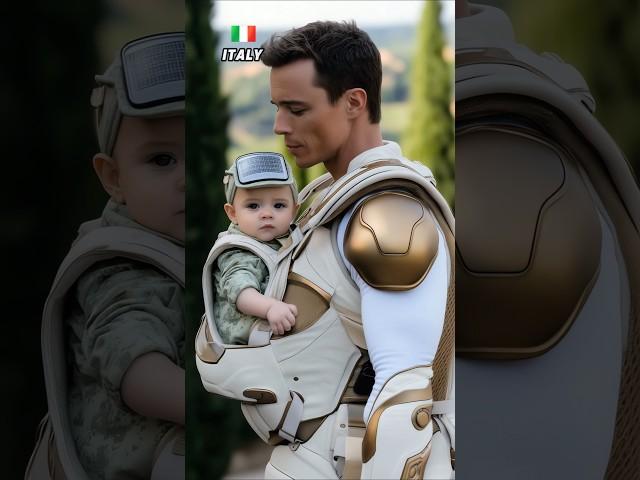 A Soldier Dad and Baby in Tesla's Military Uniform#ai #cute #family #army #tesla #aiart #peace