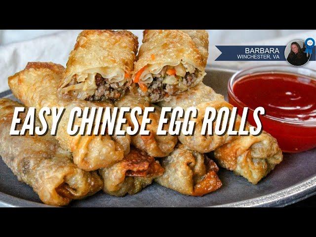 Easy Chinese Egg Rolls | homemade egg rolls full of meat & veggies with a crispy golden outside 