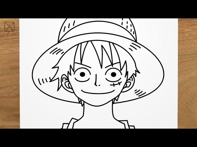 How to draw LUFFY (One Piece) step by step, EASY