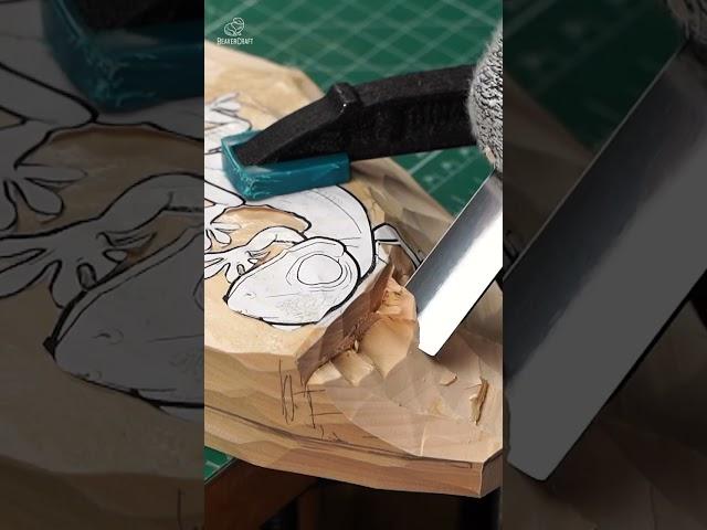 ASMR fans, meet your new fave: carving a lizard, ASMR style #WoodCarving #ASMR #RelaxingSounds