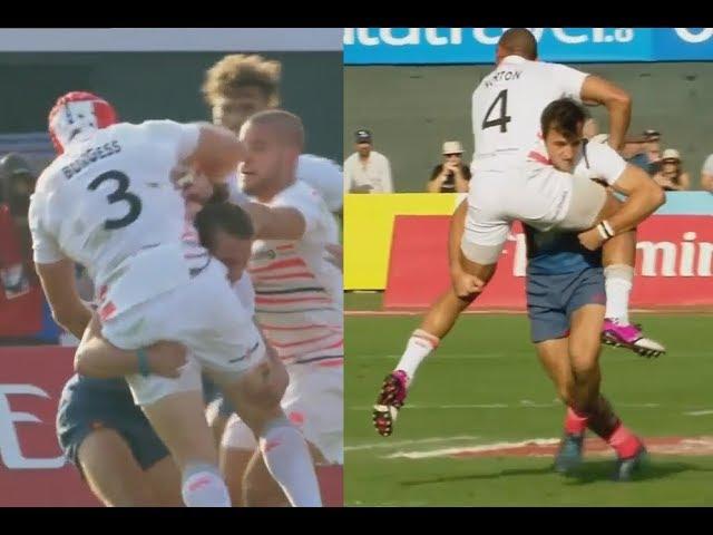 Riva & Parez demonstrating massive but safe hits on Norton & Burgess. [England vs France '17]