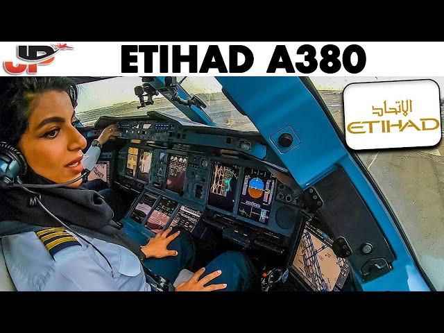 ETIHAD AIRBUS A380 Takeoff Abu Dhabi | Flight Deck GoPro View