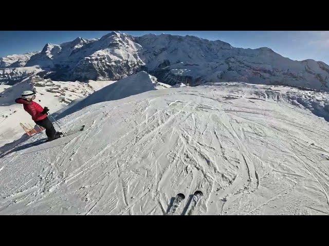 Schilthorn Piz Gloria, Piste 10 black, 11 blue, 8 blue, Lauterbrunnen-Mürren, Switzerland