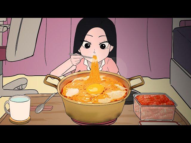 Sneaky Ramen Mukbang Without Parents Knowing | Animation ASMR