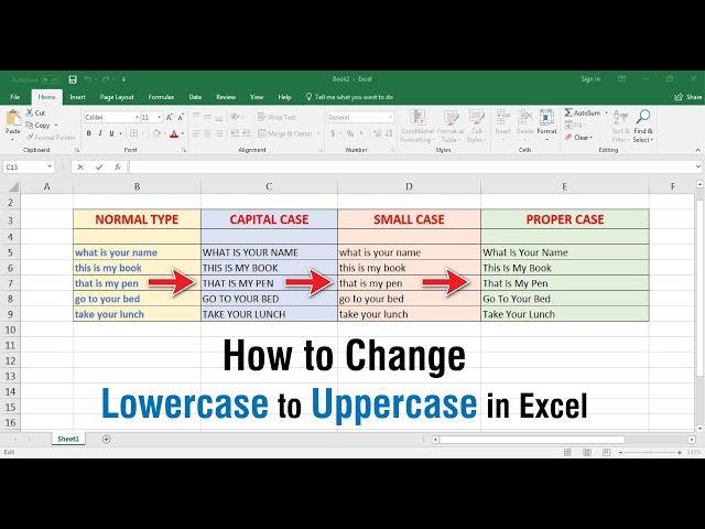 How to change small letter to capital letter in MS Excel (Uppercase/Lowercase)