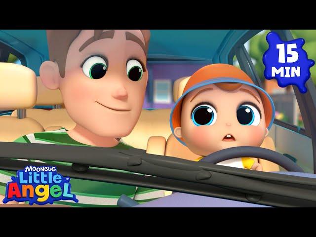 Super Dad Song - Learn to Drive | 15 MIN LOOP | Little Angel | Kids Songs and Nursery Rhymes