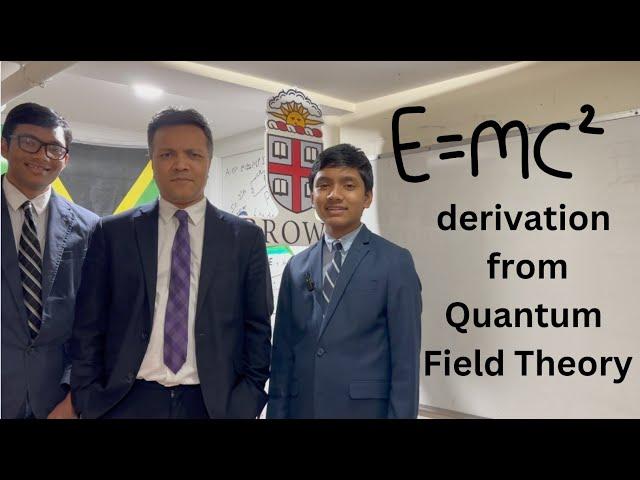 E=MC^2 : Mathematical derivation from Quantum Field Theory