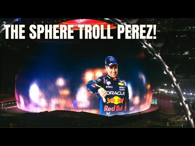 Las Vegas Sphere made fun of Sergio Perez after got knocked out of Q1 #LasVegasGP