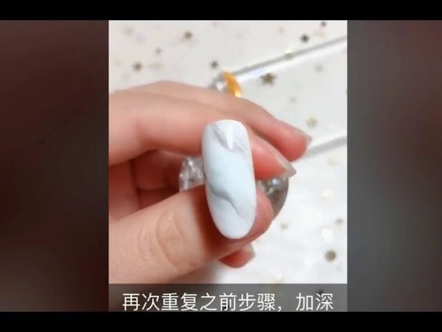 美甲大理石纹简单画法很美哦一看就会简单操作