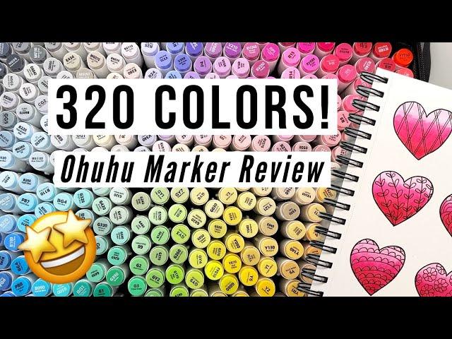 Unboxing the 320 Color Marker Set from Ohuhu! Swatching & Creating Valentine Hearts! - Blending Test