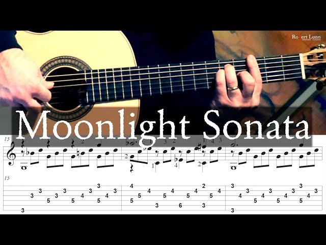 Moonlight Sonata (Mov. 1) - Beethoven - Full Sheet Music/Tab - Classical Guitar