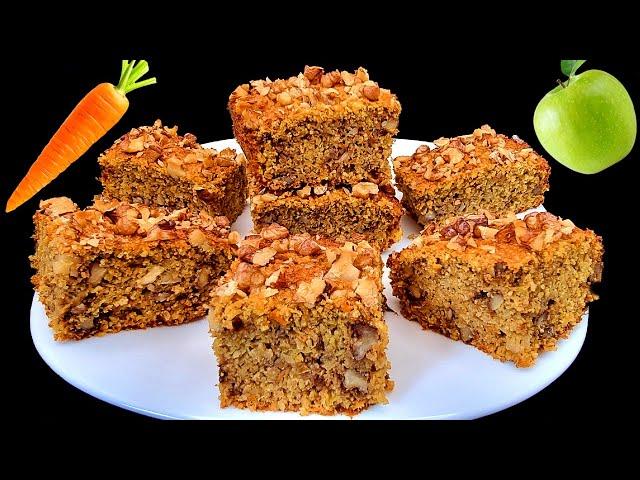 The best diet cake with oats, apple and carrot! You will want to make it every day!