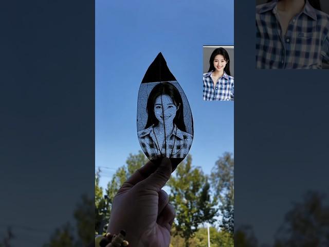 "Laser Art on Leaves: Amazing Portraits Revealed in Seconds!"#shorts #viral #videogames