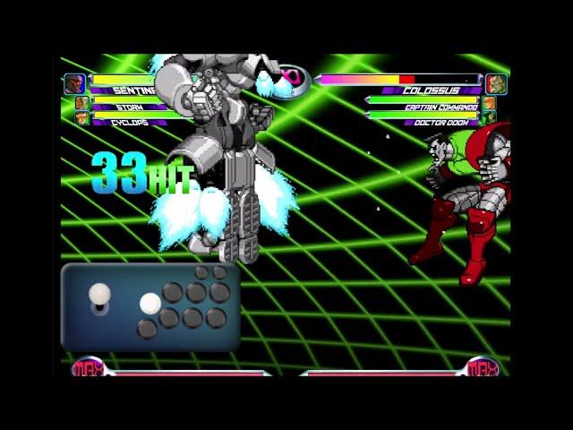 MvC2 - Fightstick Overlay Test /  Sentinel Basic Unfly Combo