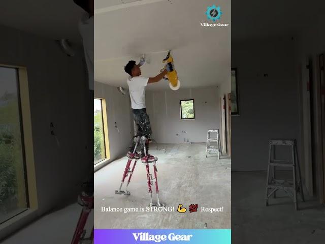 Level Up!  Drywall Dude on Stilts is Next Level PRO! #construction #stilts #pro #skills #cooltools