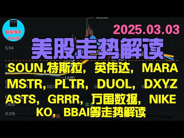 3月3日，美股走势解读。SOUN、特斯拉、英伟达、MARA、MSTR、PLTR、DUOL、DXYZ、ASTS、GRRR、万国数据、NIKE、KO、BBAI等 ️️ #美股推荐2025 #英伟达股票