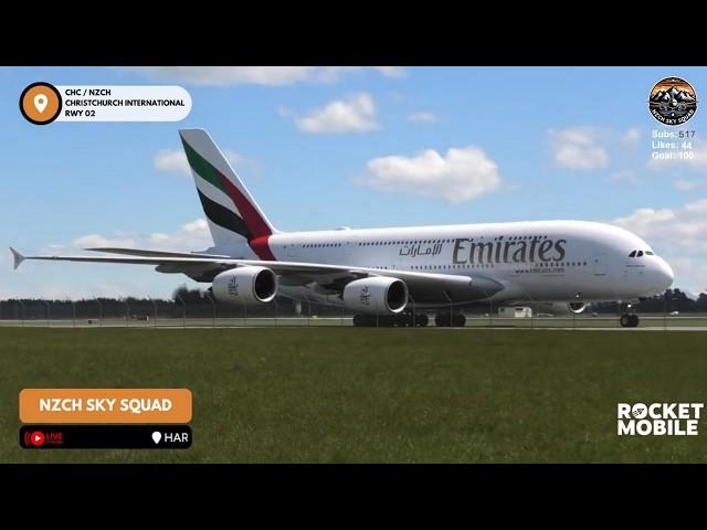 Emirates Airbus A380 Landing With a 12knt Crosswind into Christchurch Airport, New Zealand!