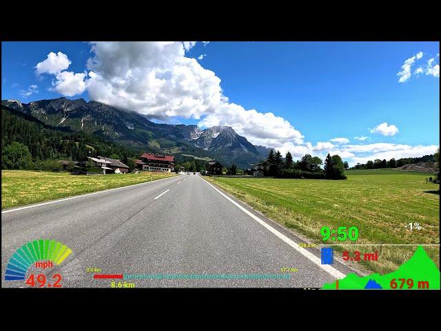 60 minute Indoor Cycling Workout Kitzbühl Austria Alps mph Display 4K Video