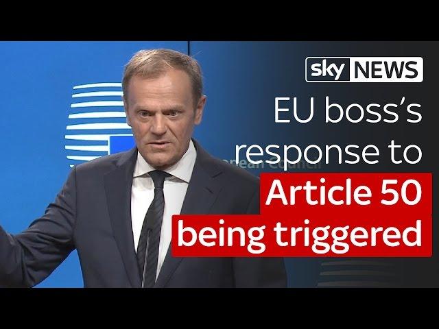 EU boss Donald Tusk on Brexit: "There's no reason to pretend this is a happy day"