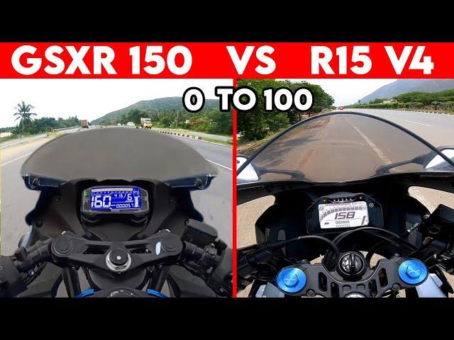 GSXR 150 VS R15 V4 | 0 TO 100 | TOPSPEED BATTLE !!!