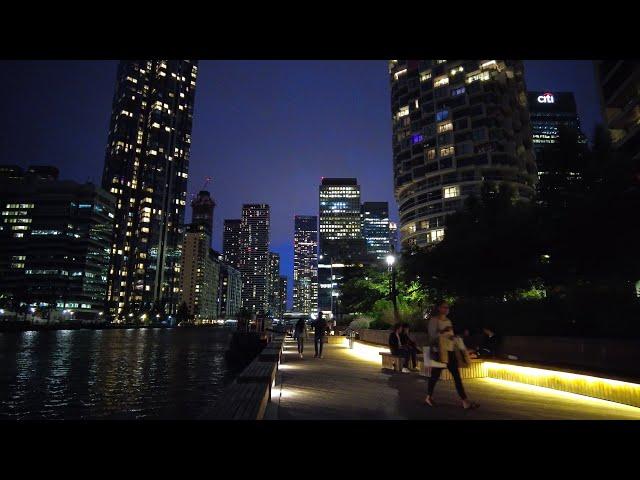 [4K] Canary Wharf at Night | London Walk