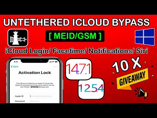 Untethered iCloud Bypass MEID/GSM Window iOS 14.8/4.7/12.5.4 Facetime/Siri/iCloud/Notification ios14