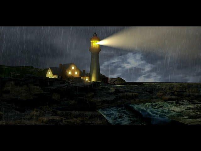  Thunderstorm At Sea Sounds and Lighthouse - Stormy Sea Ambience, Wave Sounds 10 hours