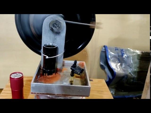 Stirling engine with epoxy piston, flashlight cylinder