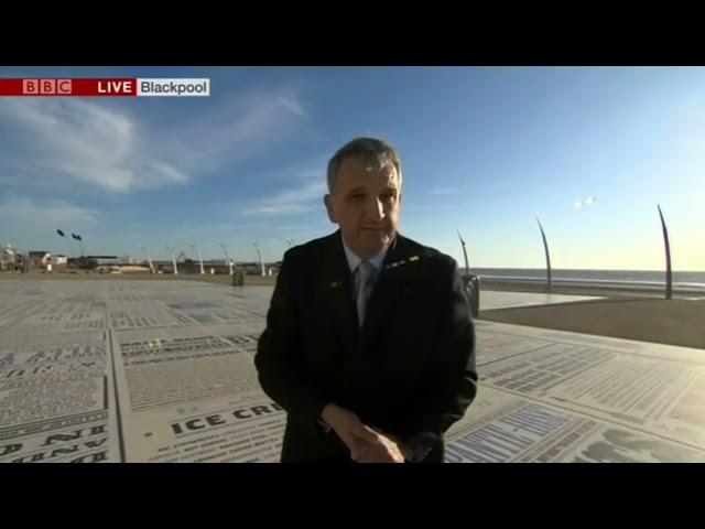 BBC NWT report from Blackpool Tower and Comedy Carpet