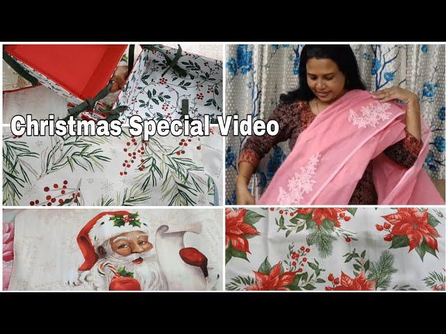 Christmas Special Table Mat, Cushion and Cover , Bed Spreads and Hand Kerchiefs for Decorating Home