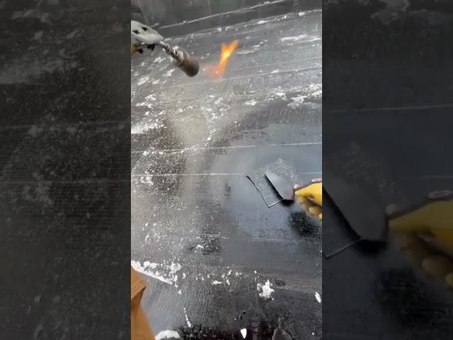 Flat roof repair torchdown patch. #shorts #roof #roofer #roofing #roofershelper #fyp #repair