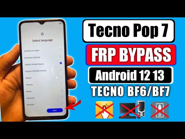 Tecno Pop 7 FRP Bypass Android 12 | Tecno BF6 Google Account Unlock | Tecno BF6 FRP Without Pc 2024