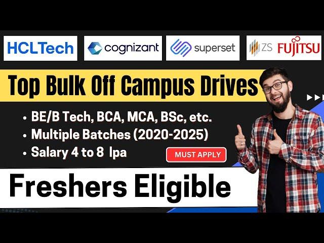 Direct Hirings | Salary: 8 LPA | HCL Tech, Cognizant, Superset, Fujitsu Off Campus Drive 2025-2021