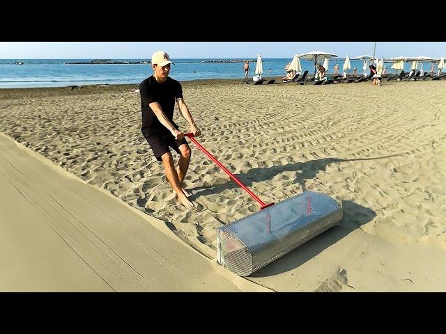 Amazing beach trash recycling. ECO-HERO!