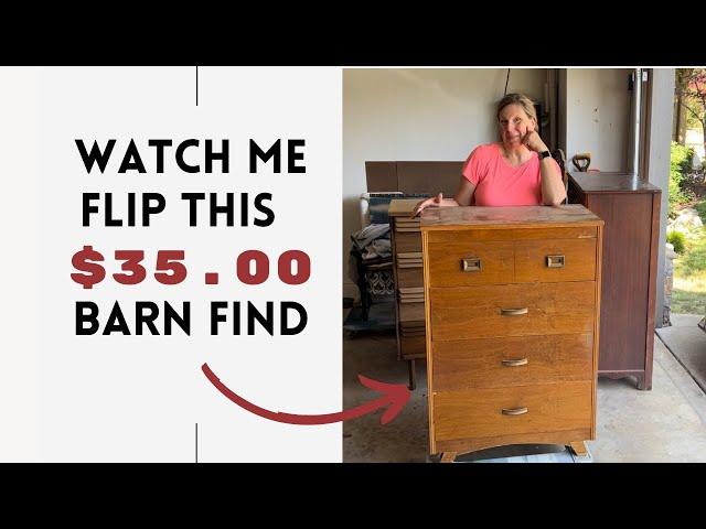 Watch me flip this $35 Barn Find | MCM Dresser Flip | Furniture Makeover | Furniture Flip