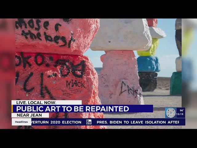 Graffiti removal and repainting scheduled for Seven Magic Mountains