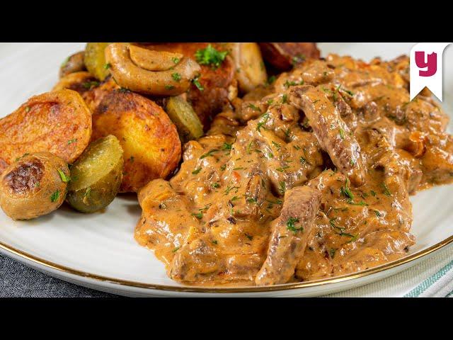 [Subtitled] How to Make The Best "Creamy" Beef Stroganoff of Your Life