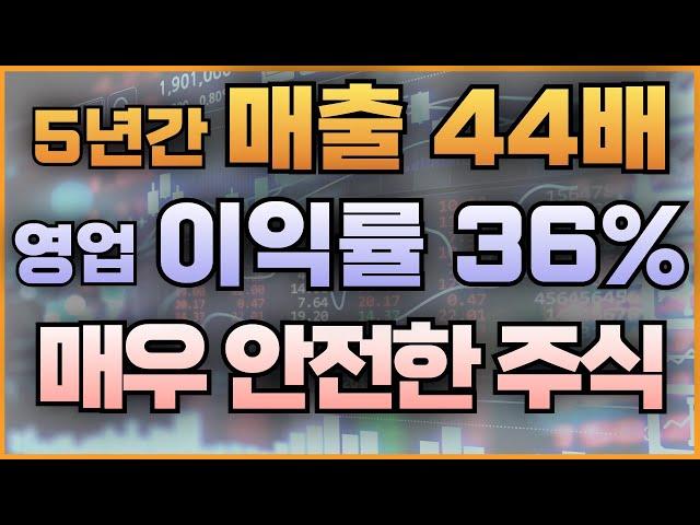 5년간 매출 44배 영업 이익률 36% 매우 안전한 주식