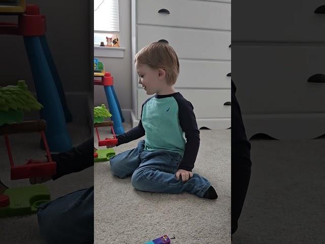 Toddler Tommy said hi to Mommy and that he loves her.