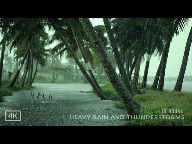 10 Hours of Heavy tropical rain and thunderstorm for deep sleep and relaxation | ASMR rain sounds