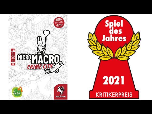 Nominated for Spiel des Jahres 2021: "MicroMacro: Crime City"