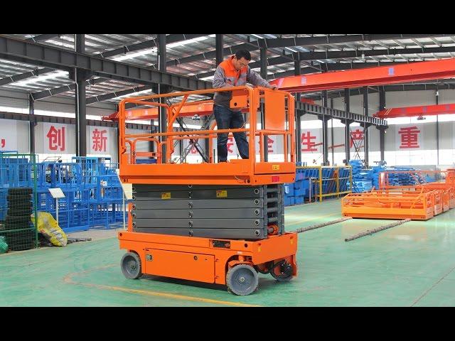 SKYSTAIR self propelled scissor lift--lifting and moving operate