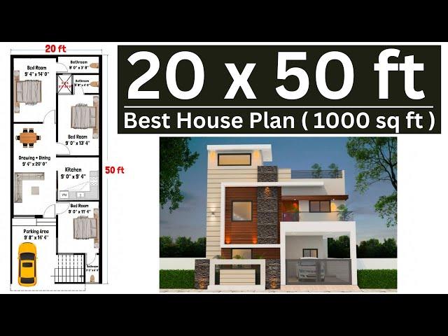 20 x 50 House Plan | 1000 sq ft House | 20x50 House Design | 20x50 Ghar ka Naksha