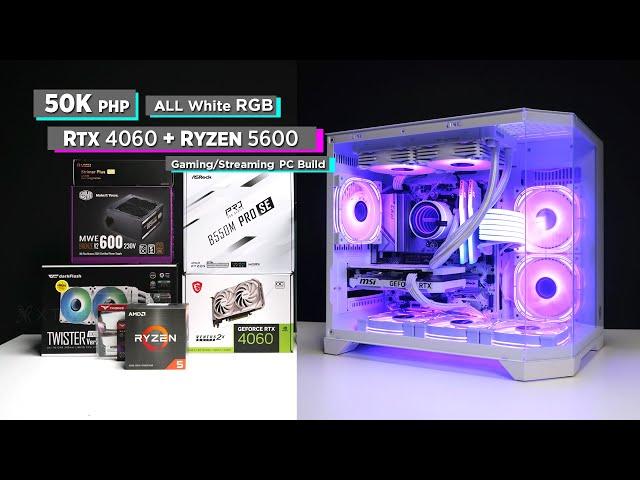 Build VLOG: ₱50K All White RGB | RTX 4060 + Ryzen 5 5600 | Coolman Spectra Gaming/Streaming PC [Ph]