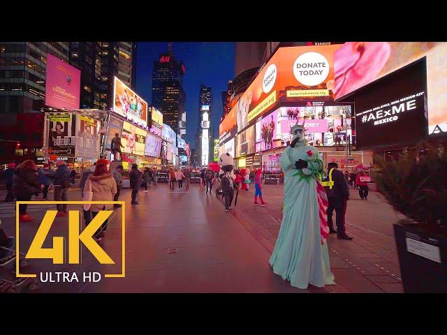 The Evening Streets of New York, USA - 4K City Walking Tour with City Sounds