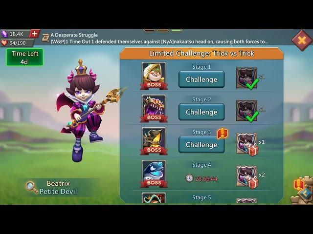 lords mobile Petite Devil Stage 3 auto | Limited Challenge Trick vs Trick Stage 3 | Beatrix stage 3