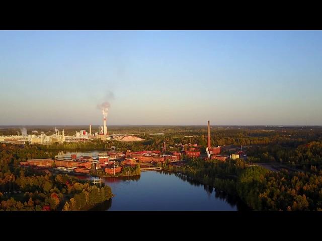 Factories by sunset - Kuusankoski Finland - Drone 4K 2017