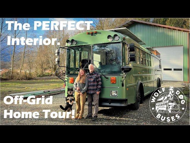 Off Grid School Bus Conversion - FULL TOUR - The Green Bus!