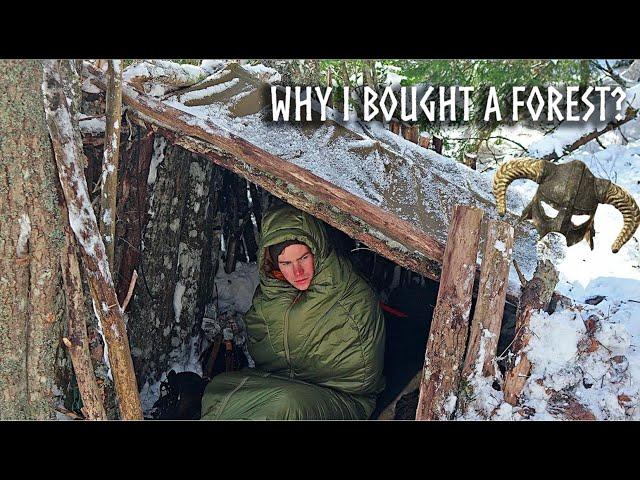 DEEP SNOW Camping in the Nordic Winter Forest: Building a Shelter