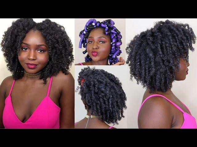 THE BEST Flexi rod set on 4c hair/ Christmas & NYE curly updo style